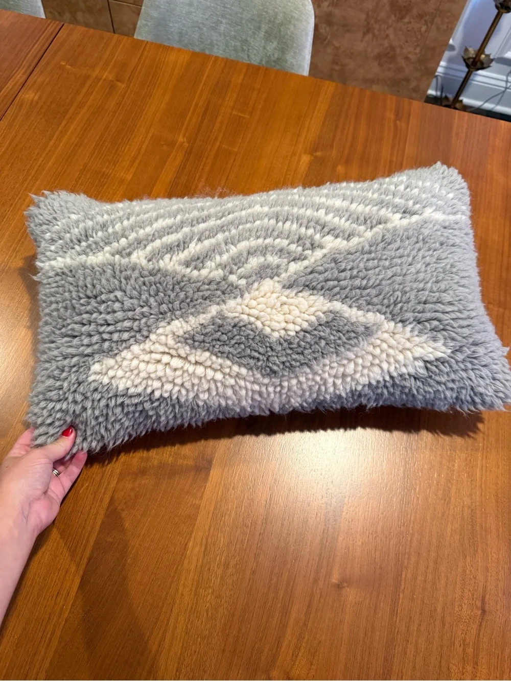 West Elm Cream Button-Accent Lumbar Pillow